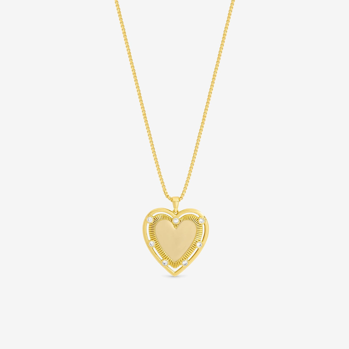 Inicio 14K Gold Plated Textured Heart Charm Pendant - Gift Pouch