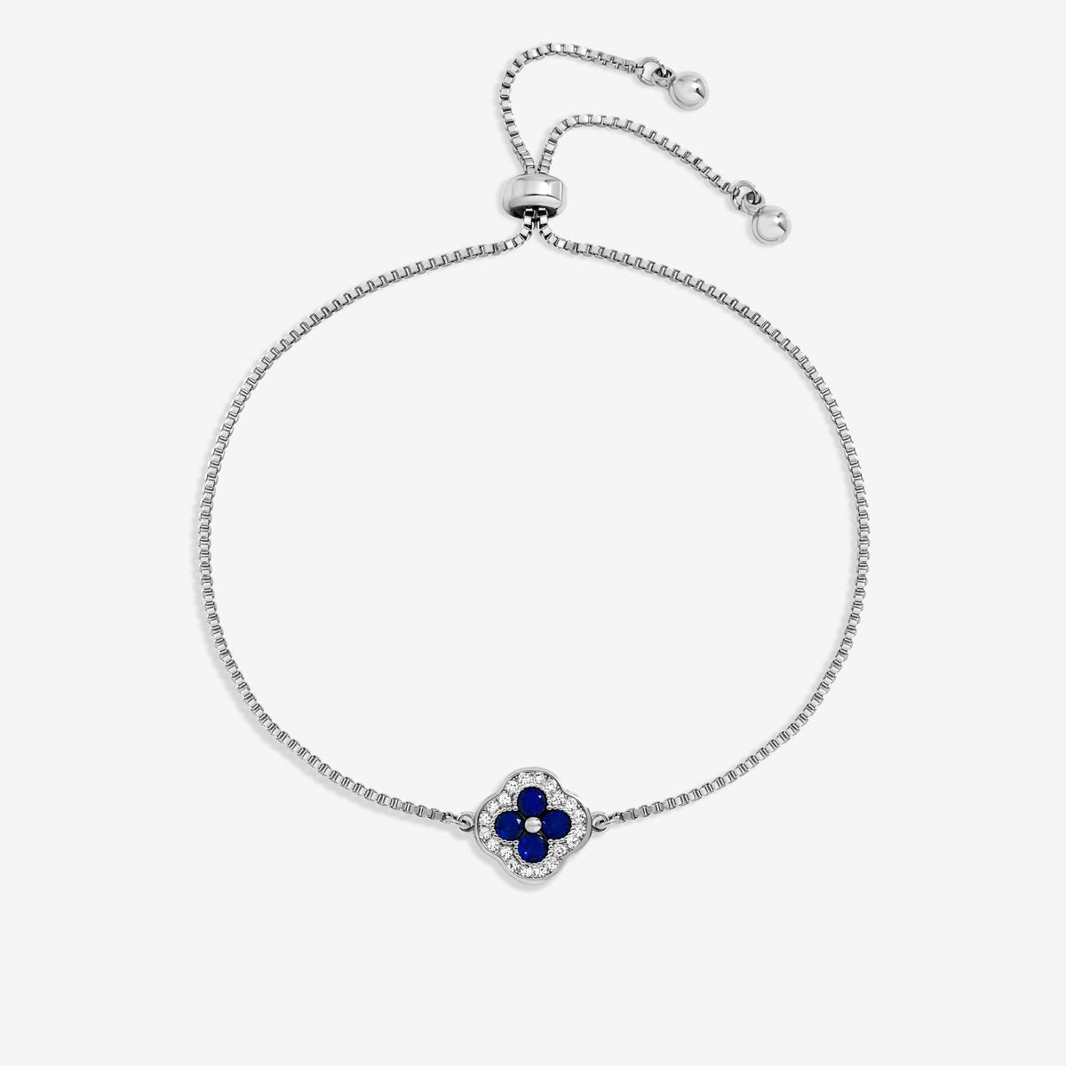 Jon Richard Rhodium Plated and Sapphire Clover Toggle Bracelet