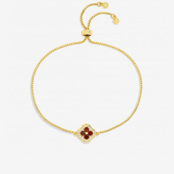 Jon Richard 14K Gold Plated and Ruby Clover Toggle Bracelet
