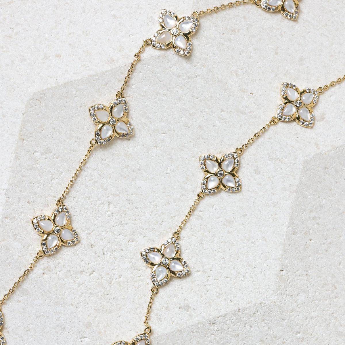 Jon Richard 14ct Gold Plated and Mother of Pearl Clover Necklace