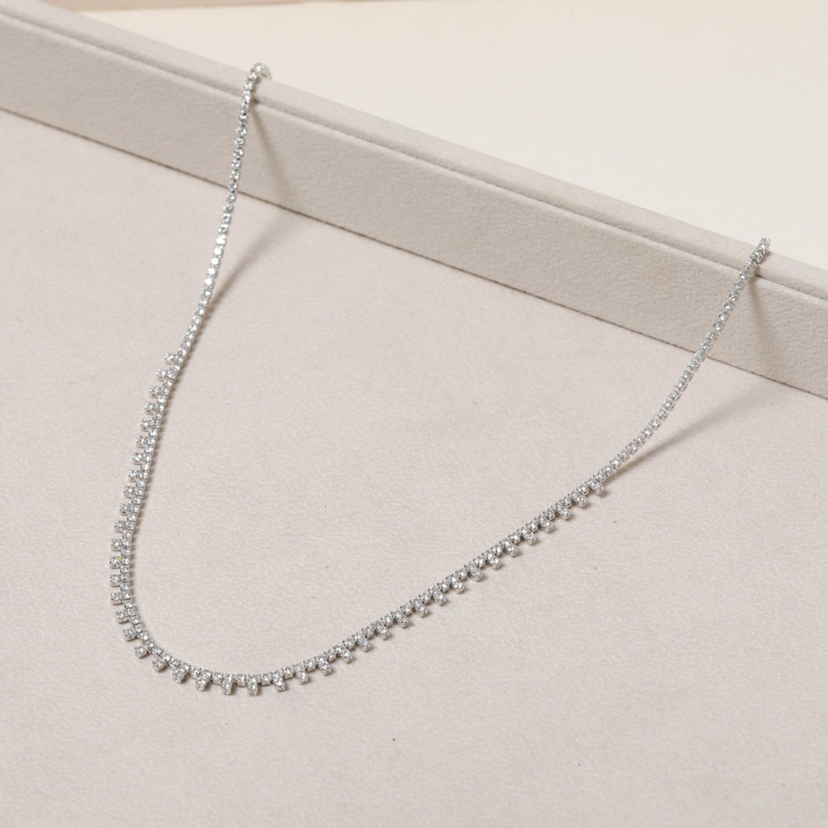 Jon Richard Rhodium Plated Cubic Zirconia Fine Drop Necklace