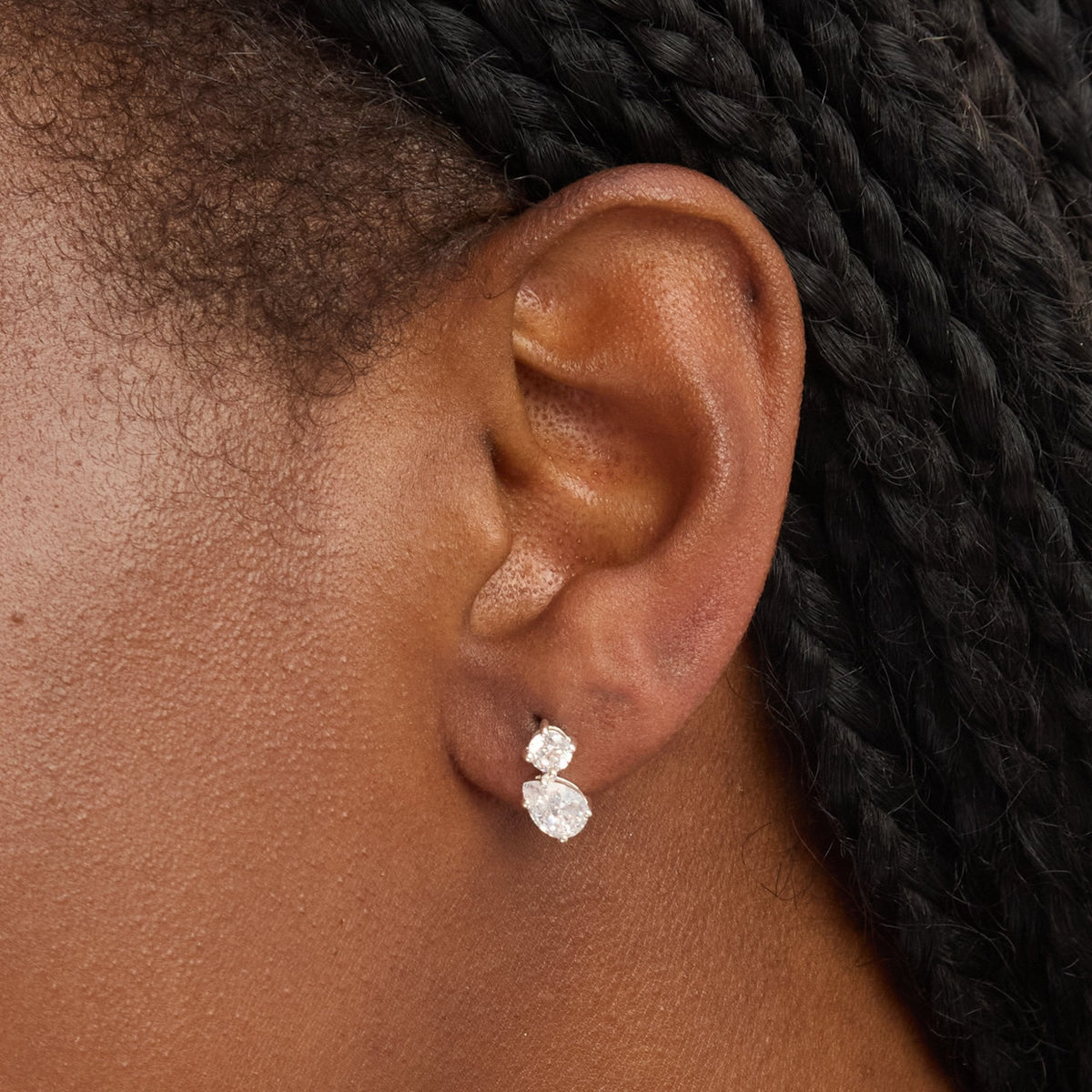 Simply Silver Sterling Silver 925 Cubic Zirconia Duo Stone Stud Earrings