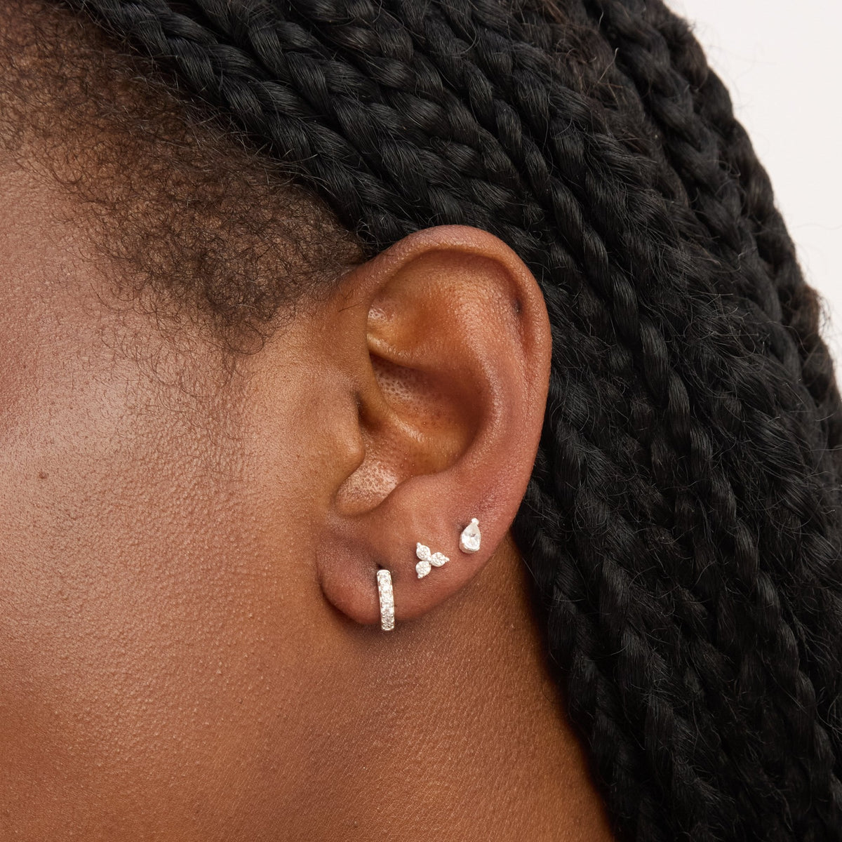 Simply Silver Sterling Silver 925 Cubic Zirconia Stud and Hoop Earrings - Pack of 3