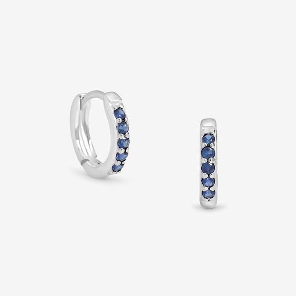 Simply Silver Sterling Silver 925 Cubic Zirconia Sapphire Hoop Earrings