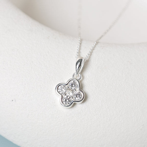 Simply Silver Sterling Silver 925 Cubic Zirconia Clover Pendant