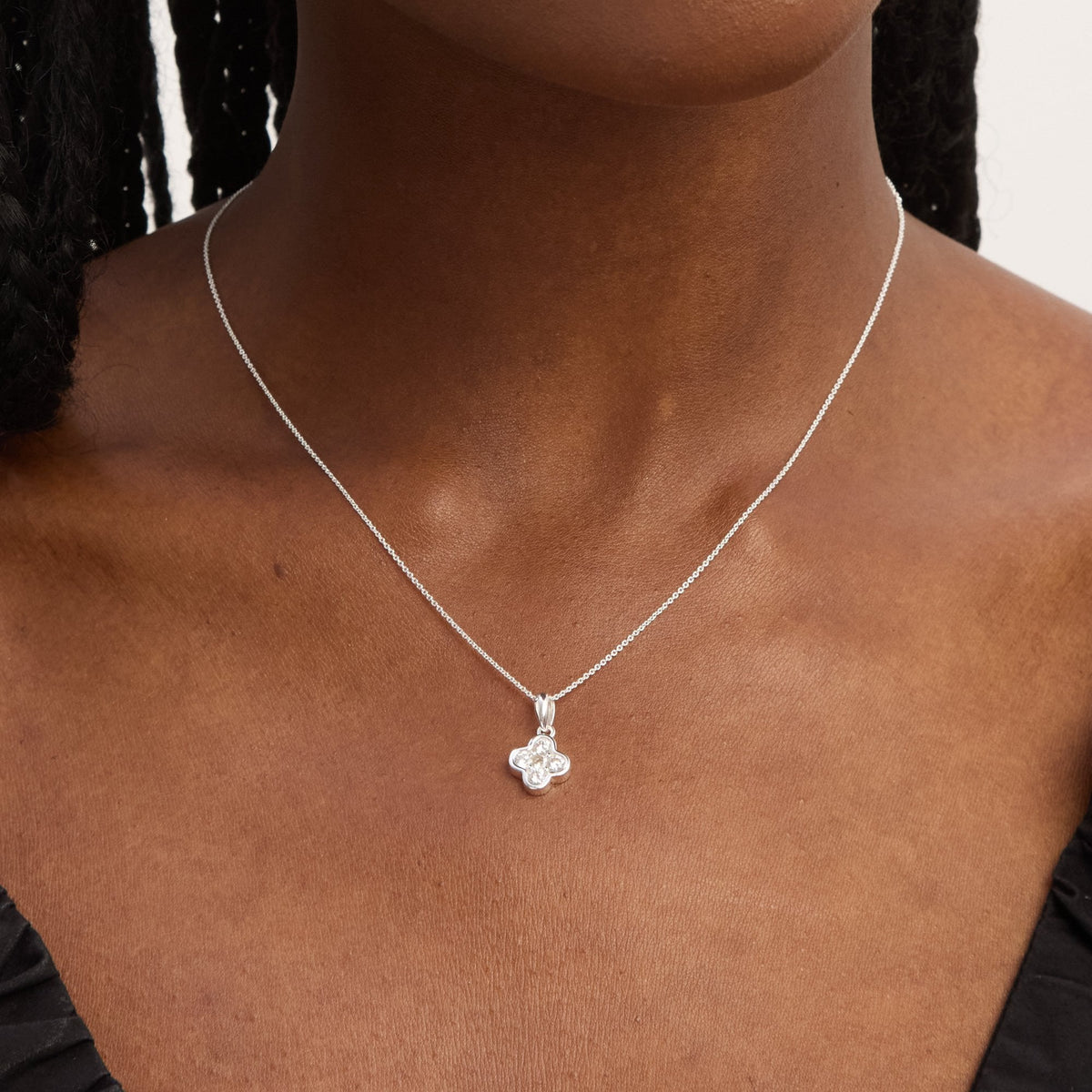 Simply Silver Sterling Silver 925 Cubic Zirconia Clover Pendant