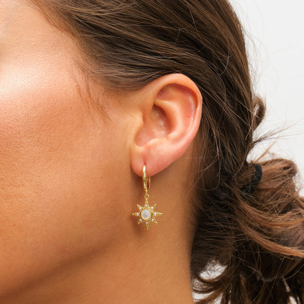 Inicio 14K Gold Plated and Mother of Pearl Star Earrings - Gift Pouch