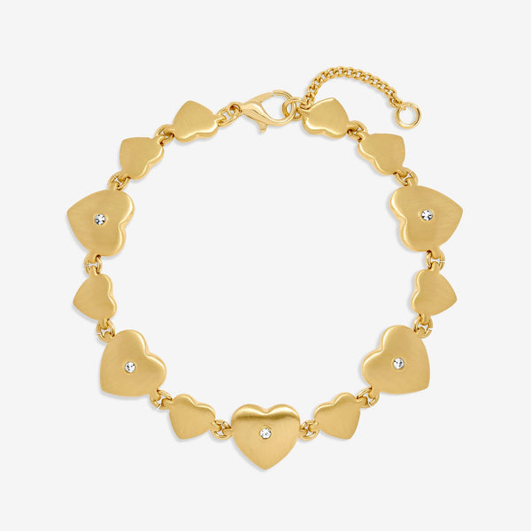Inicio Gold Plated Brushed Heart and Crystal Bracelet - Gift Pouch
