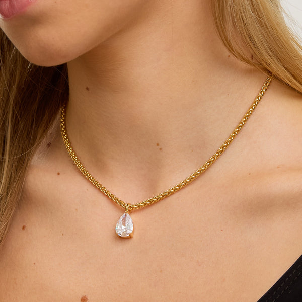 Jon Richard 18ct Gold Plated Chain and Cubic Zirconia Peardrop Necklace