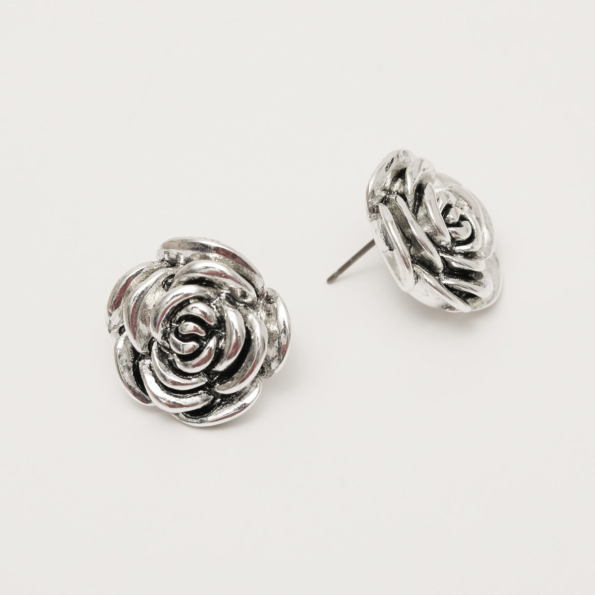 Mood Antique Silver Floral Stud Earrings