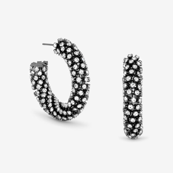 Mood Black Crystal Chubby Hoop Earrings