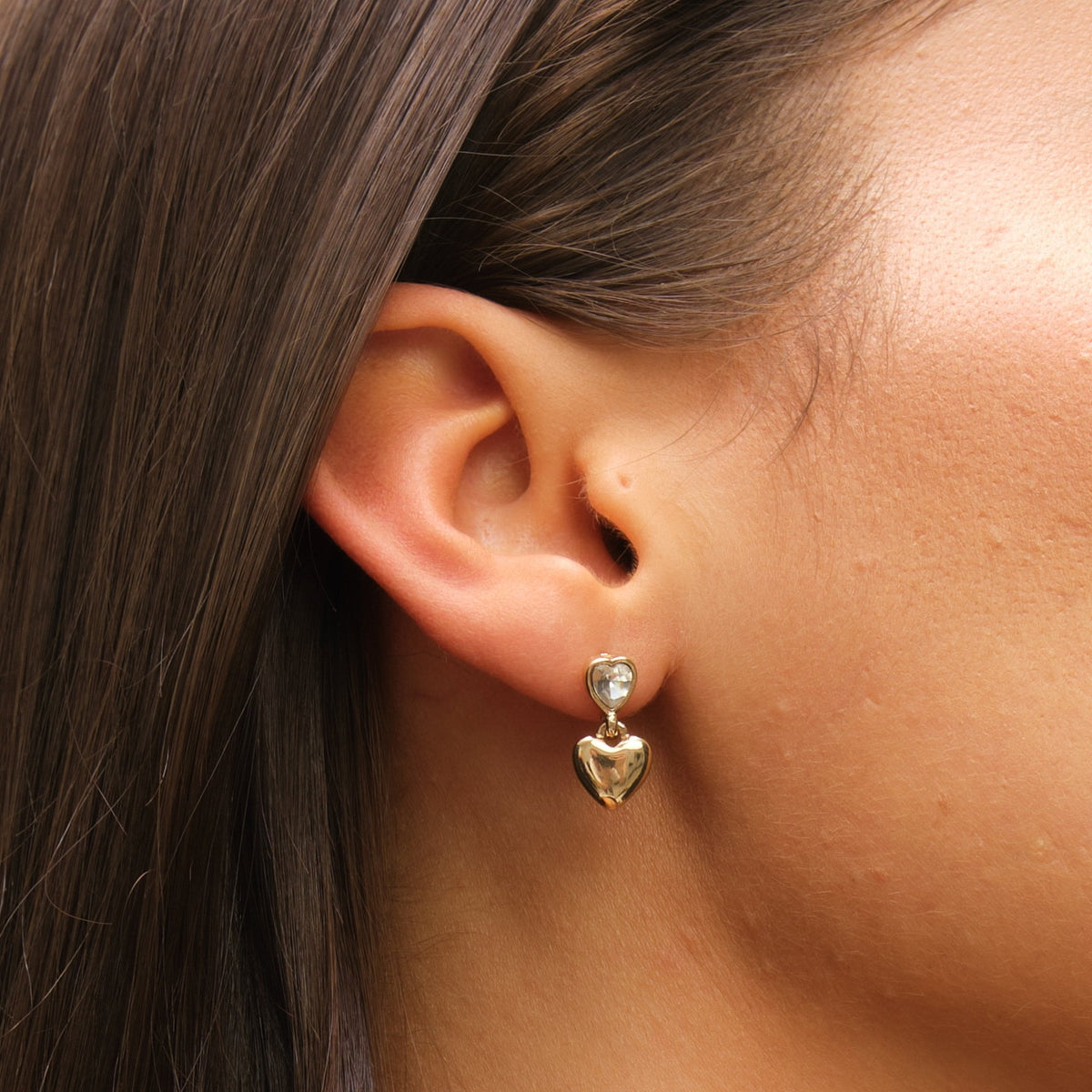 Mood Gold Polished & Crystal Heart Earrings - Pack of 3