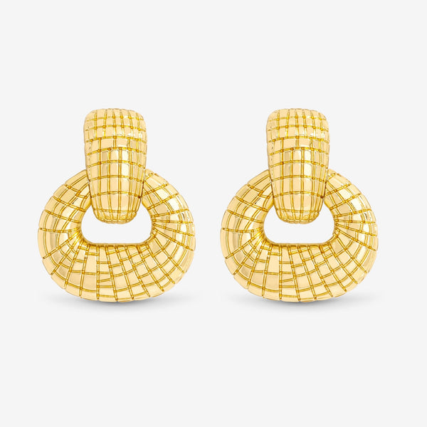 Mood Gold Polished Snake Textured Doorknocker Earrings