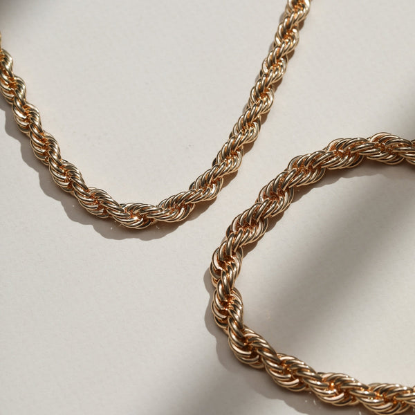 Mood Gold Waterproof Twisted Rope Necklace & Bracelet Set