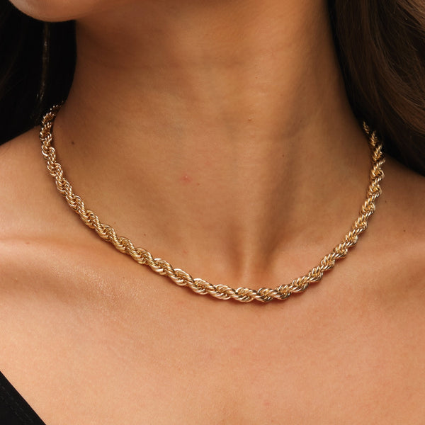 Mood Gold Waterproof Twisted Rope Necklace & Bracelet Set