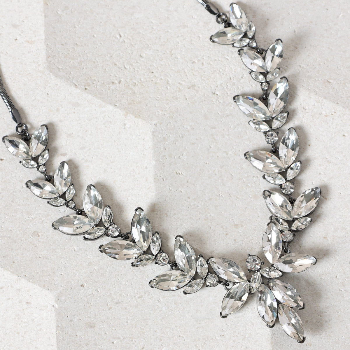 Mood Hematite & Crystal Leaf Y Drop Necklace