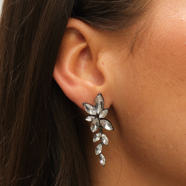 Mood Hematite Crystal Leaf Drop Earrings