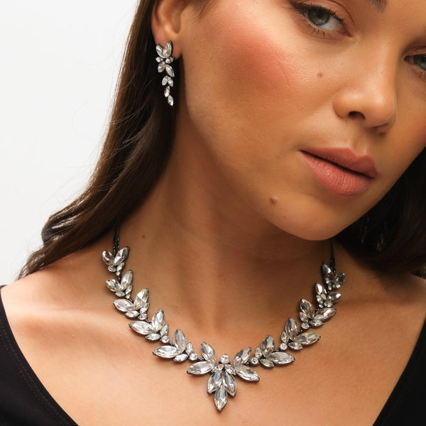 Mood Hematite Crystal Leaf Drop Earrings
