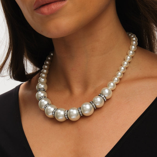 Mood Hematite Crystal & Cream Pearl Beaded Necklace