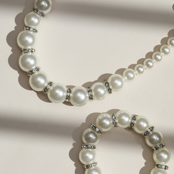 Mood Hematite Crystal & Cream Pearl Beaded Necklace