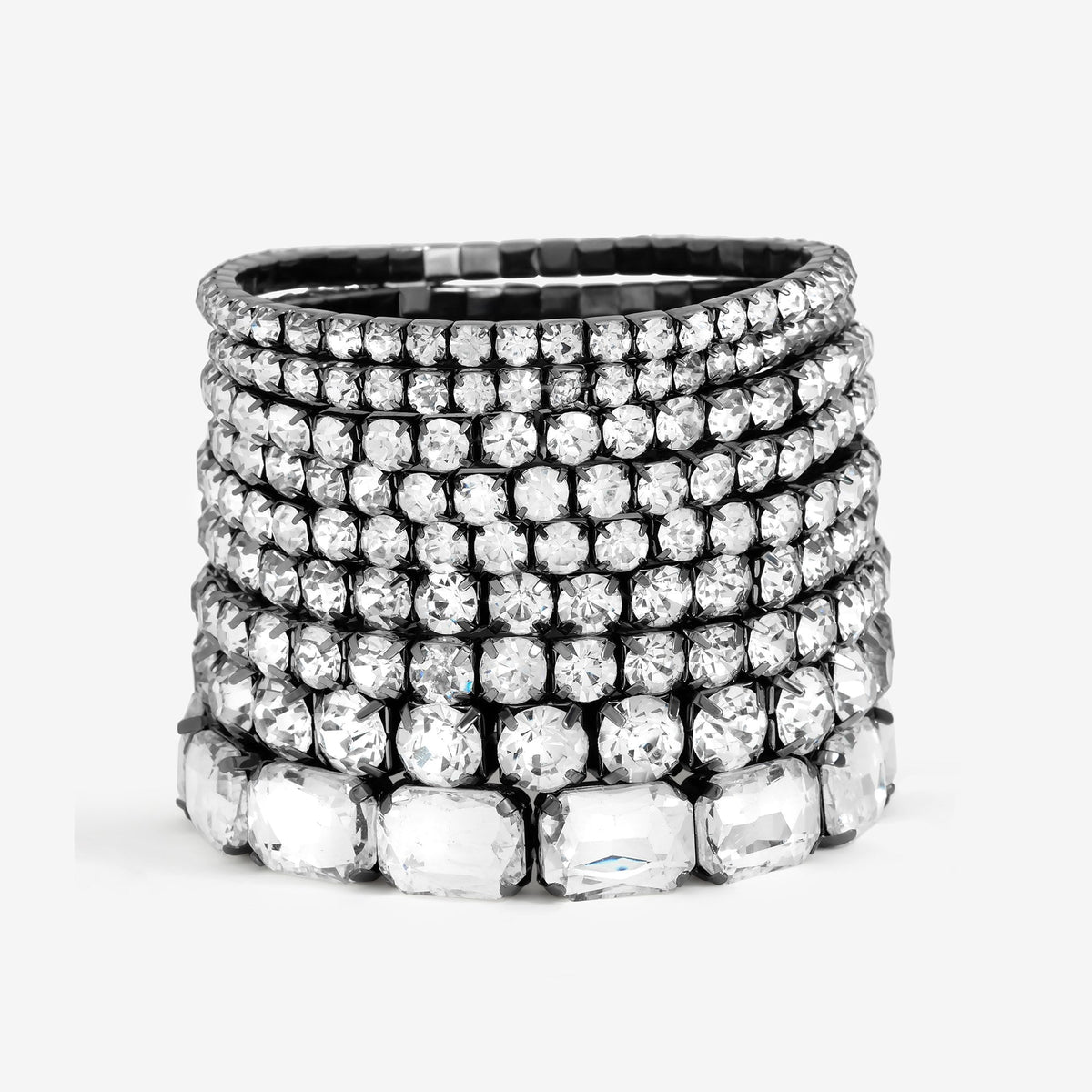 Mood Hematite Crystal Multipack Stretch Bracelets - Pack of 9