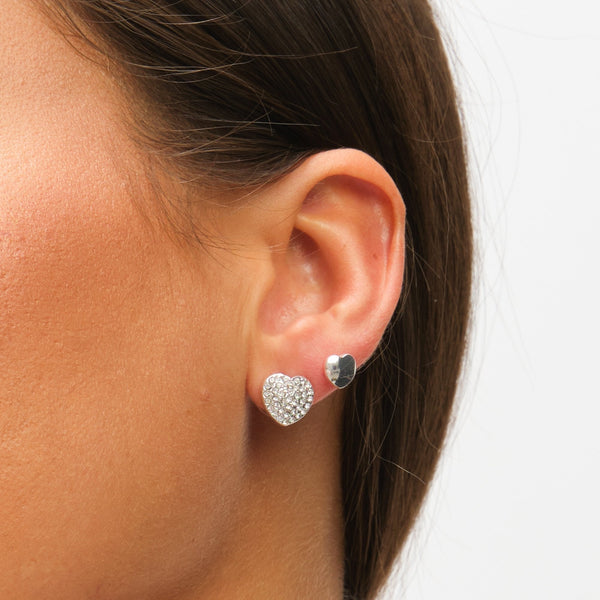 Mood Mixed Plated Crystal Heart Stud Earrings - Pack of 3
