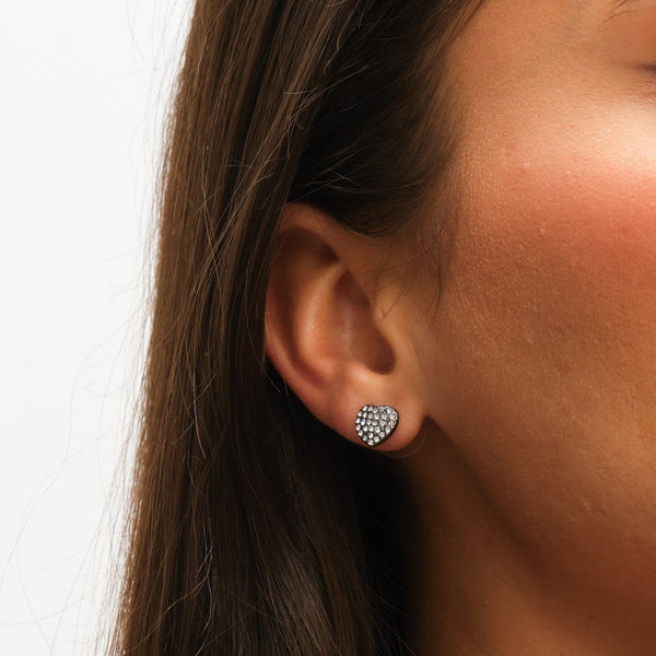 Mood Mixed Plated Crystal Heart Stud Earrings - Pack of 3