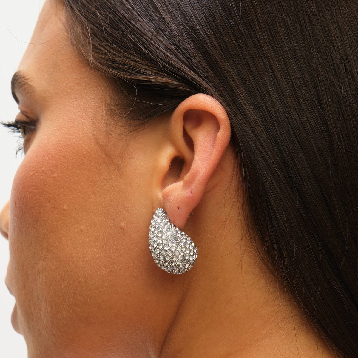 Mood Silver Crystal Dome Stud Earrings