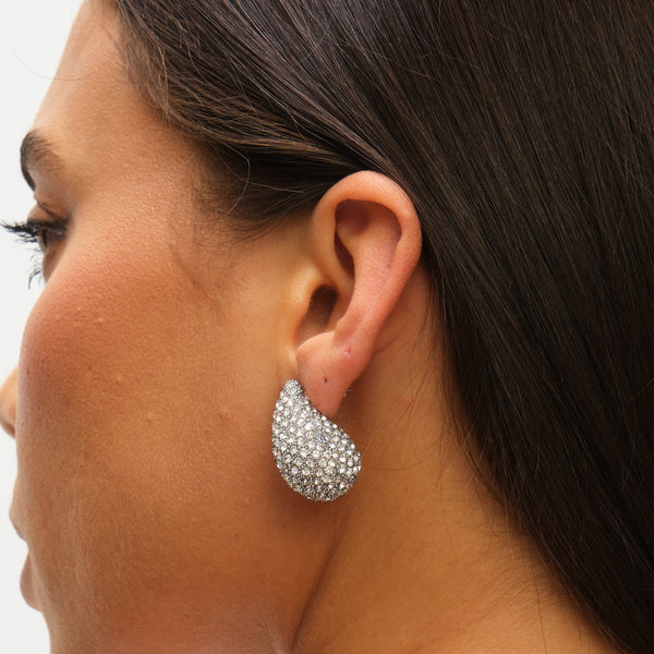 Mood Silver Crystal Dome Stud Earrings
