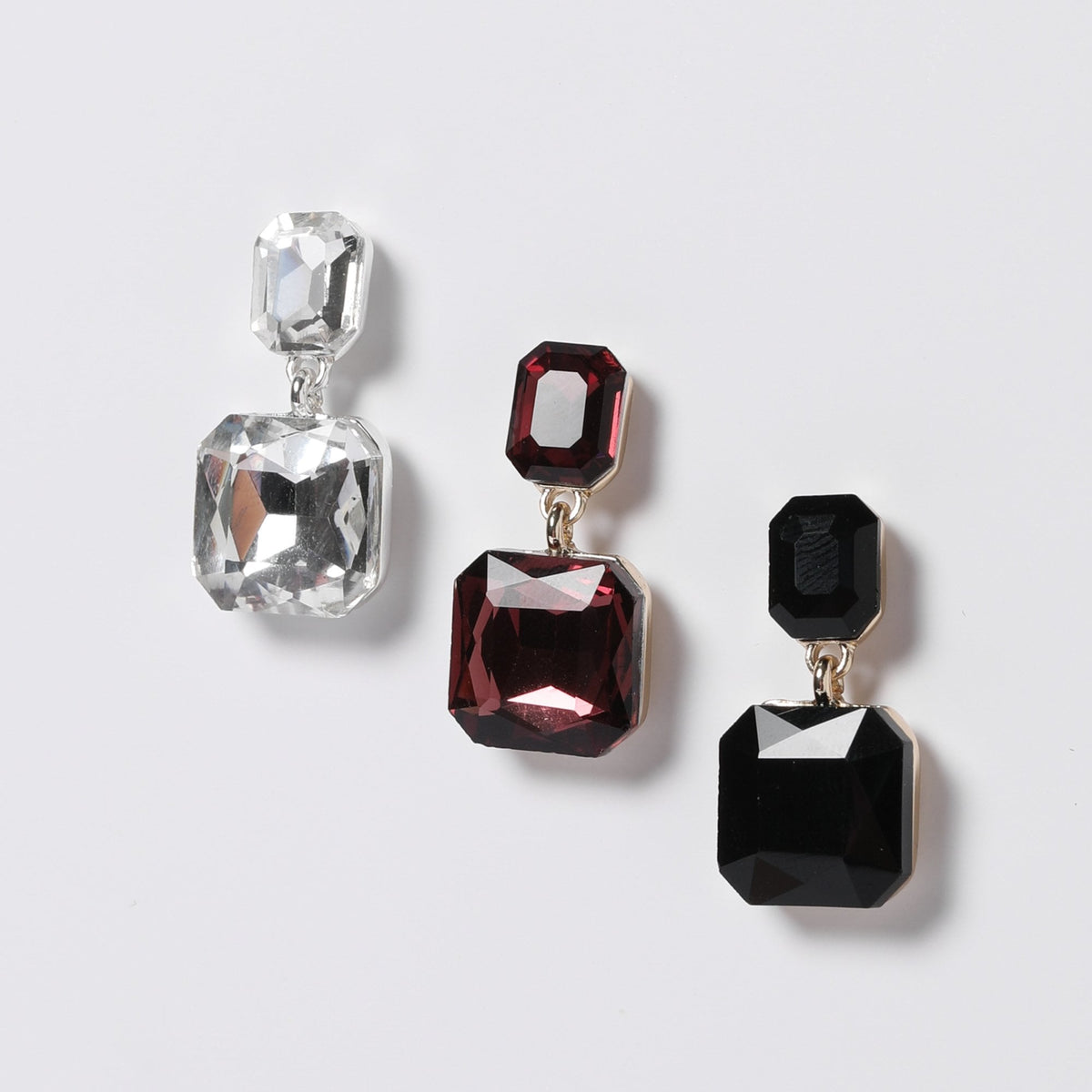 Mood Silver Crystal Rectangle Drop Earrings