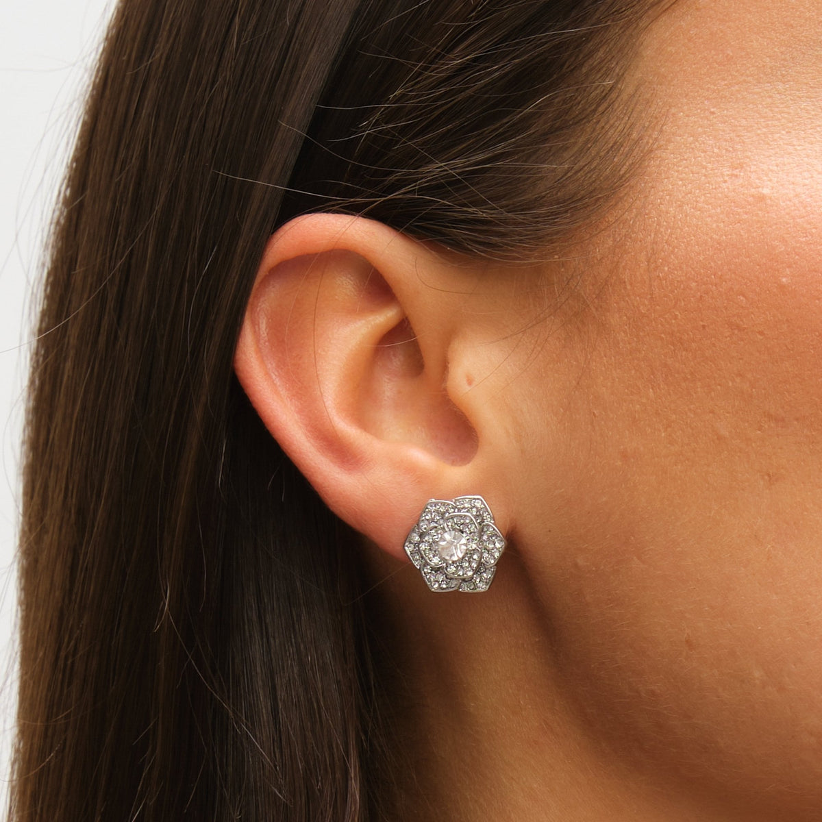 Mood Silver Floral Crystal Stud & Hoop Earrings - Pack of 3