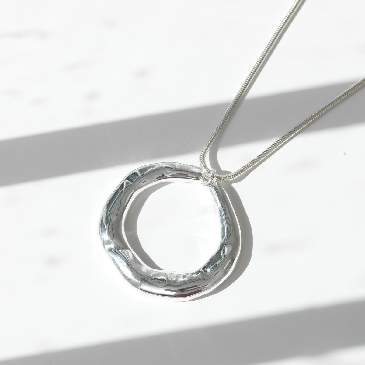 Mood Silver Polished Abstract Long Open Pendant