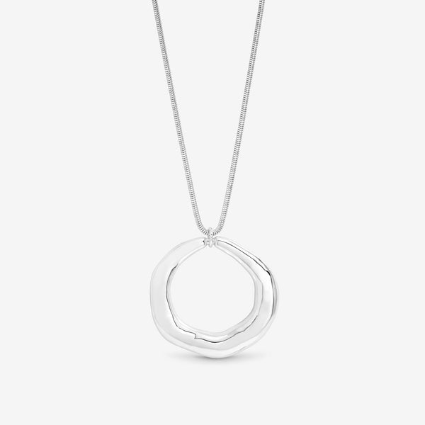 Mood Silver Polished Abstract Long Open Pendant