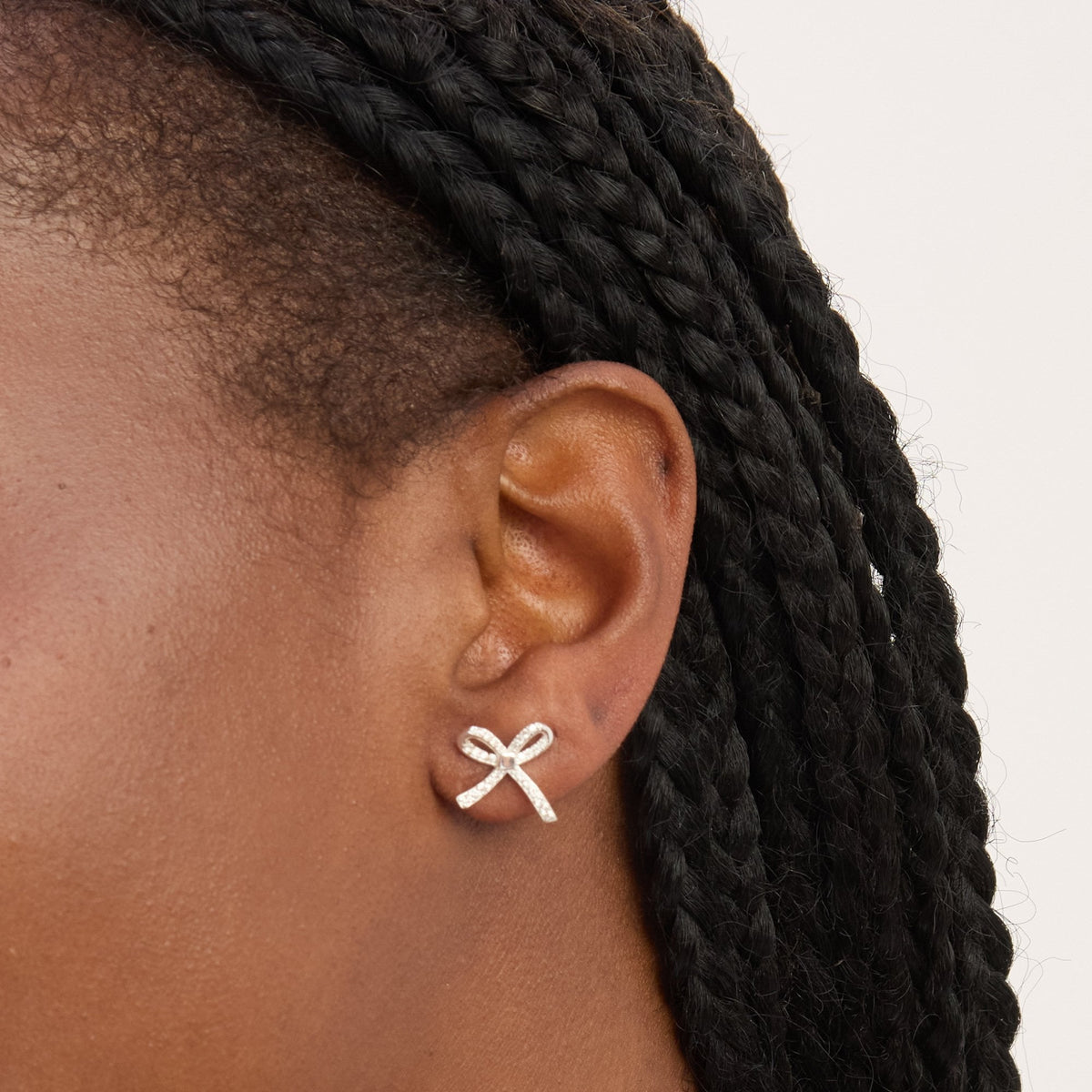 Simply Silver Sterling Silver 925 Pave Bow Stud Earrings