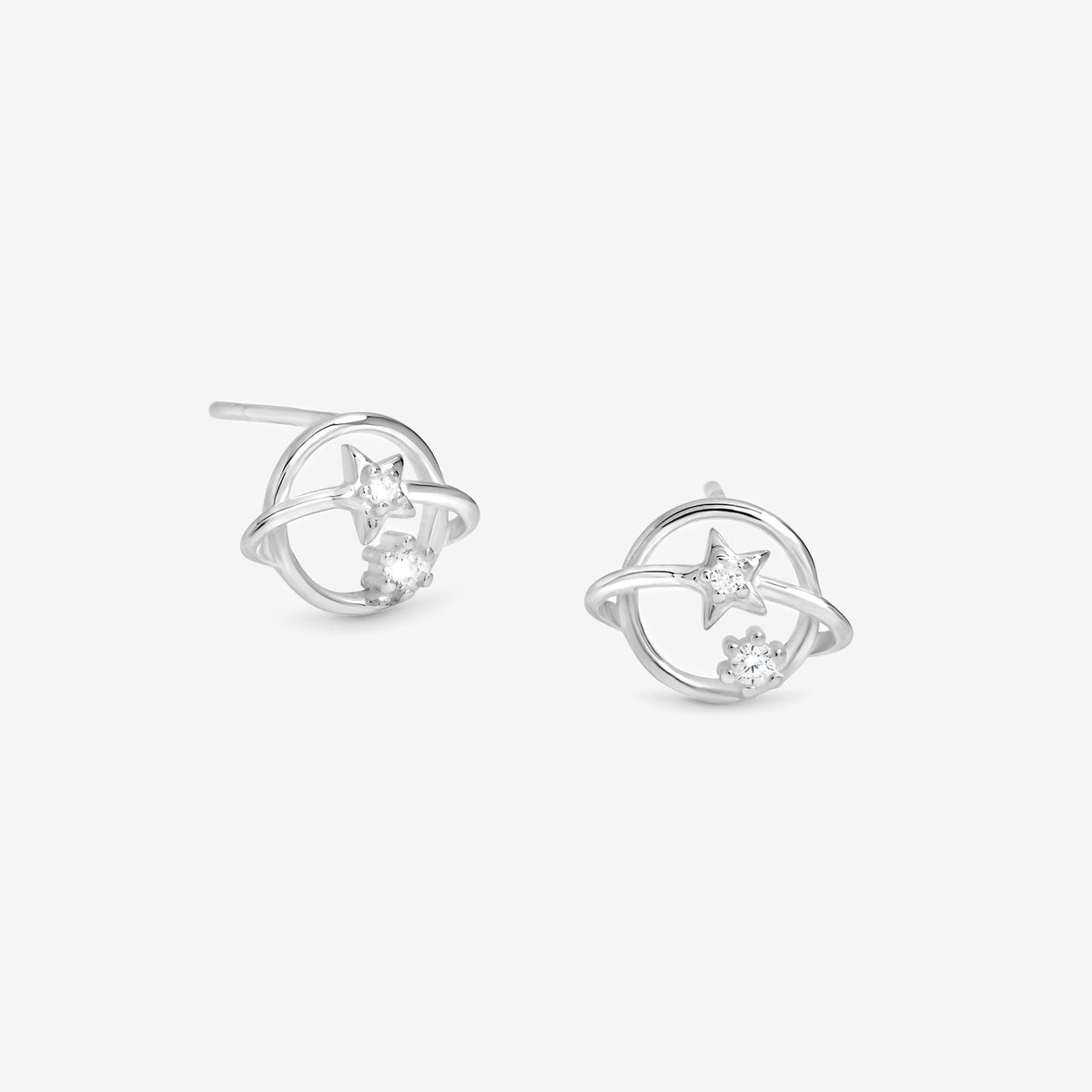 Simply Silver Sterling Silver 925 Polished and Cubic Zirconia Orb Stud Earrings