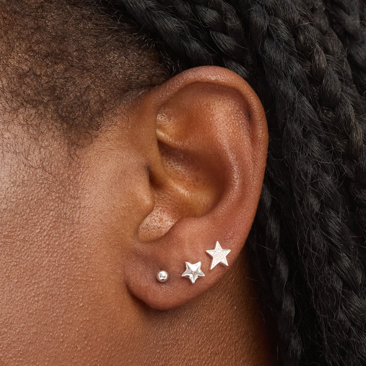 Simply Silver Sterling Silver 925 Polished and Cubic Zirconia Celestial Earrings - Pack of 3