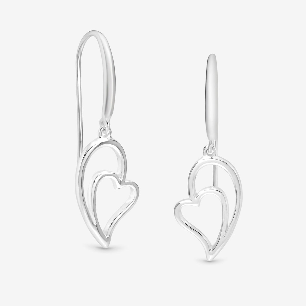 Simply Silver Sterling Silver 925 Polished Fishhook Heart Drop Earrings