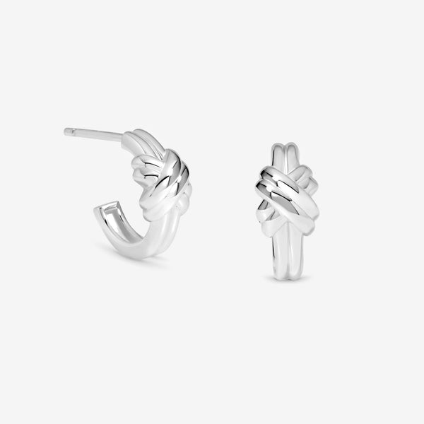Simply Silver Sterling Silver 925 Polished Knot Hoop Earrings
