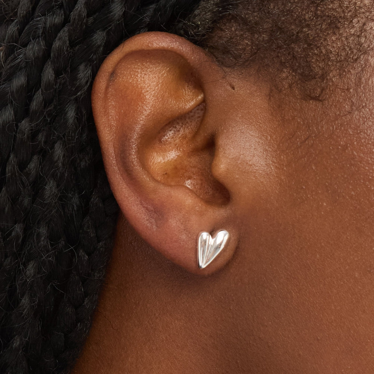 Simply Silver Sterling Silver 925 Polished Nugget Heart Stud Earrings