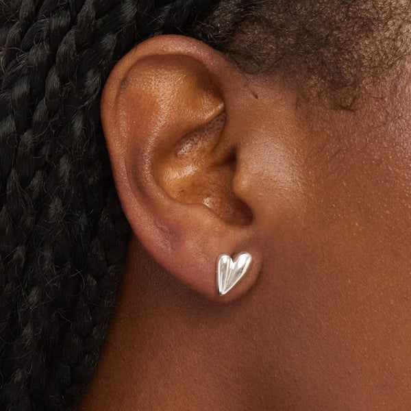 Simply Silver Sterling Silver 925 Polished Nugget Heart Stud Earrings