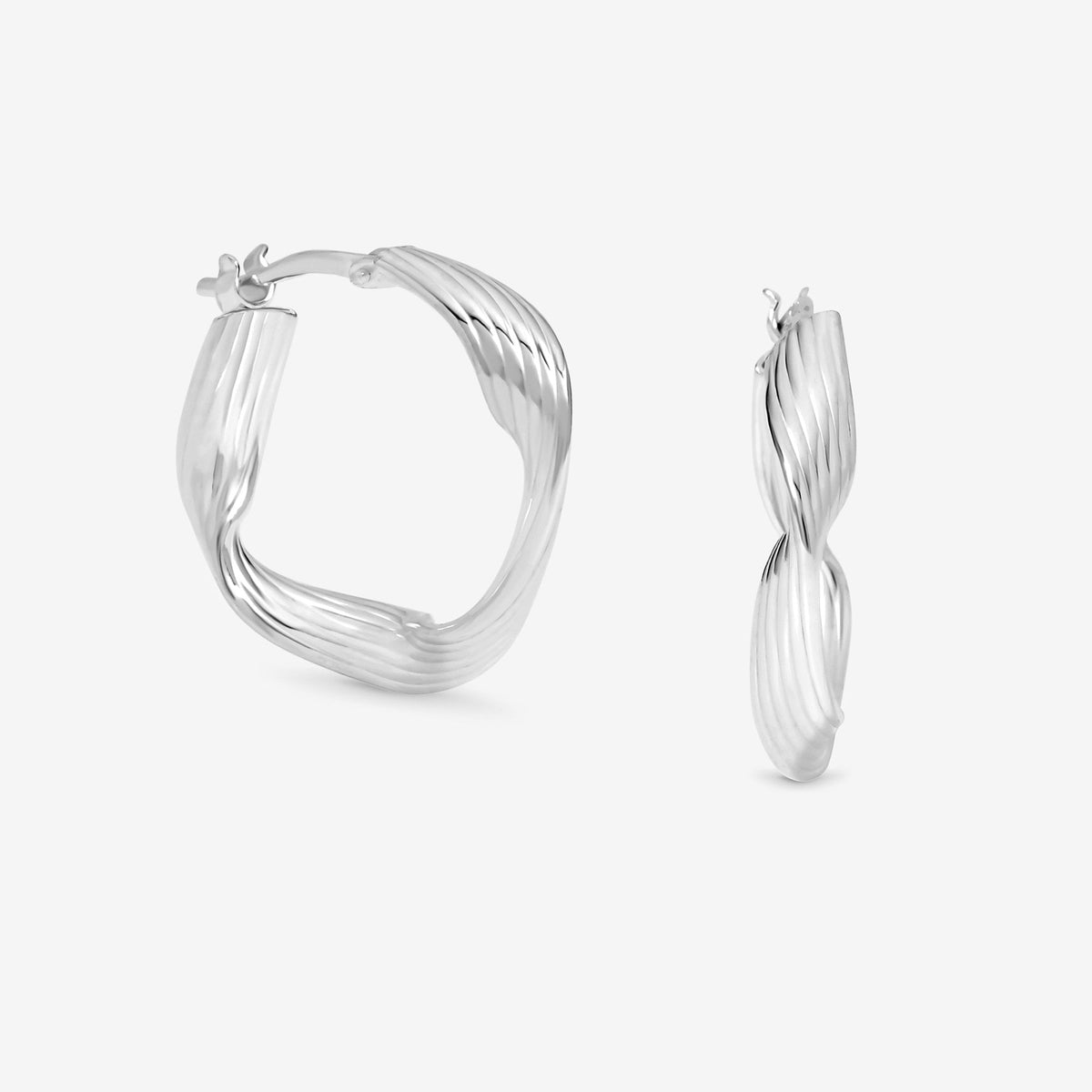 Simply Silver Sterling Silver 925 Polished Soft Diamond Cut Twist Hoop Earrings