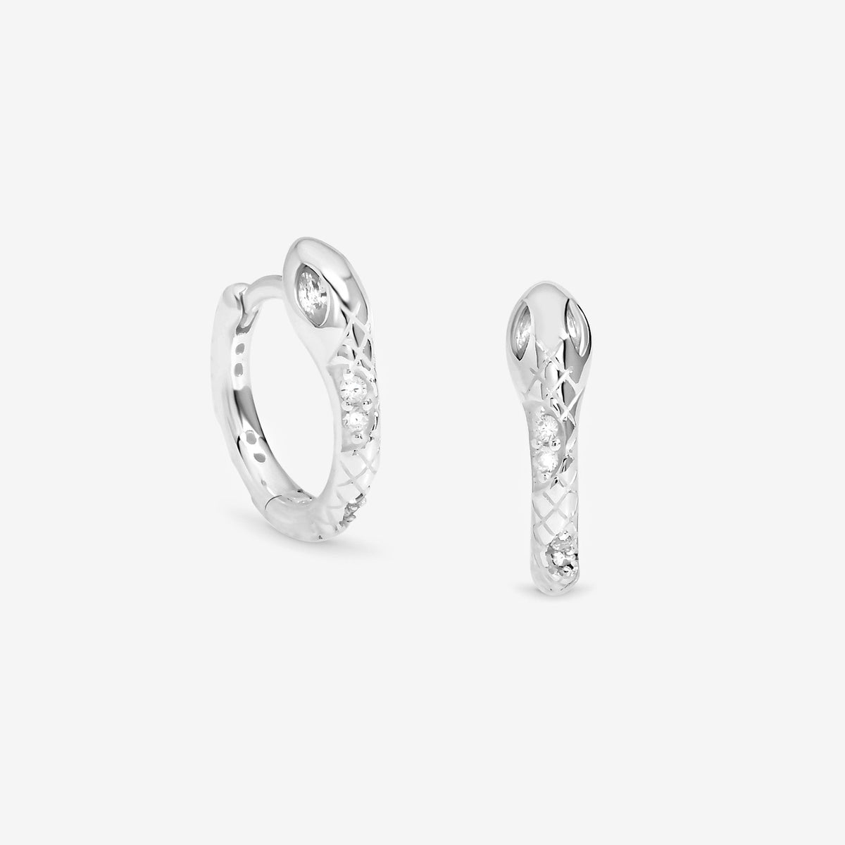 Simply Silver Sterling Silver 925 Polished Textured Snake Huggie Hoop Earrings