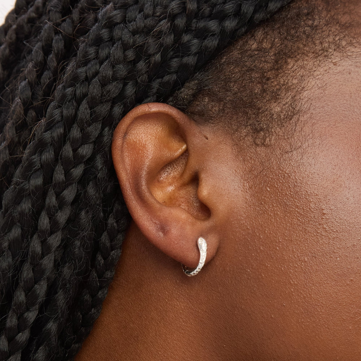 Simply Silver Sterling Silver 925 Polished Textured Snake Huggie Hoop Earrings