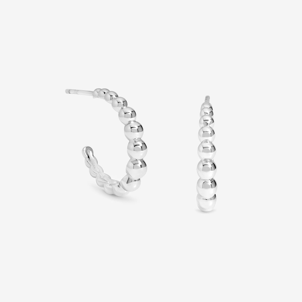 Simply Silver Sterling Silver 925 Polished Textured Orb Hoop Earrings