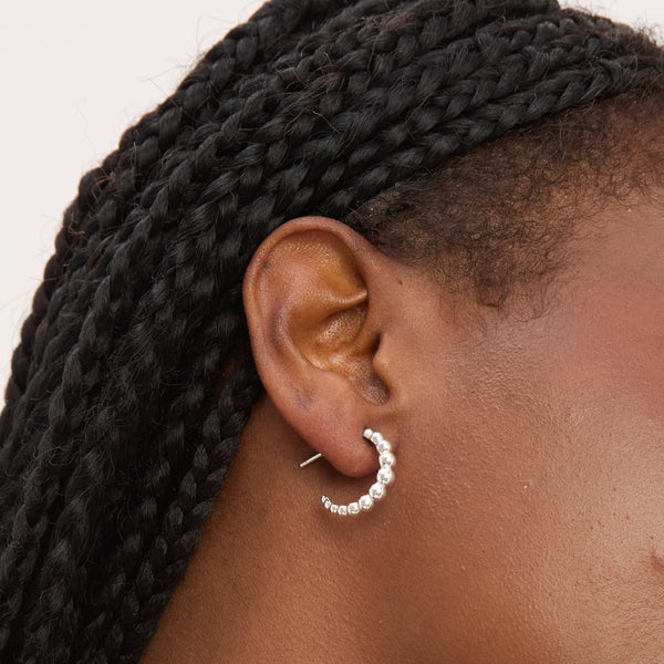 Simply Silver Sterling Silver 925 Polished Textured Orb Hoop Earrings