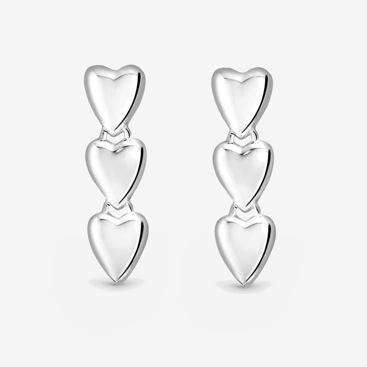 Simply Silver Sterling Silver 925 Polished Triple Heart Drop Earrings