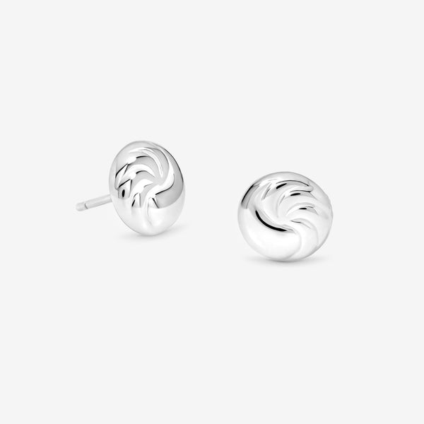 Simply Silver Sterling Silver 925 Polished Textured Ridged Stud Earrings