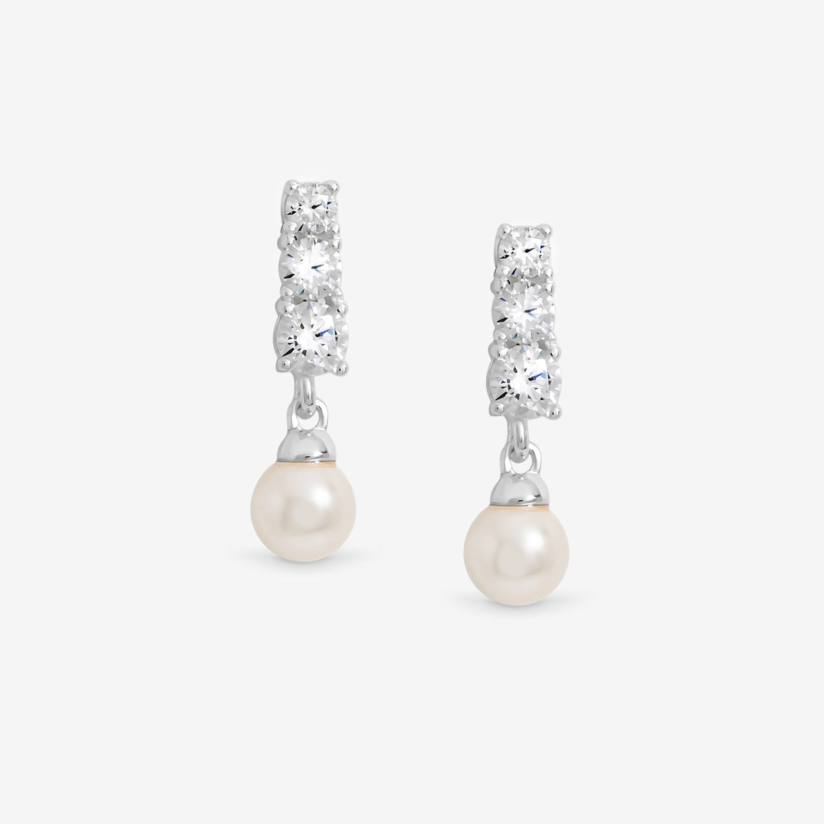 Simply Silver Sterling Silver 925 Cubic Zirconia Pearl Drop Earrings