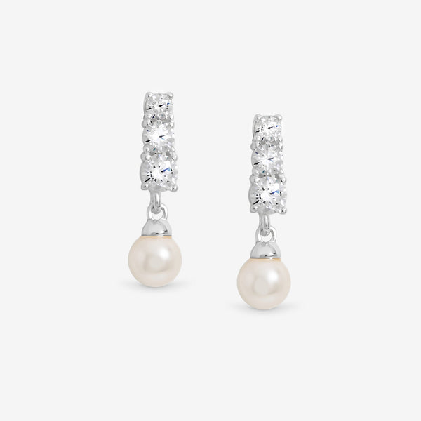 Simply Silver Sterling Silver 925 Cubic Zirconia Pearl Drop Earrings