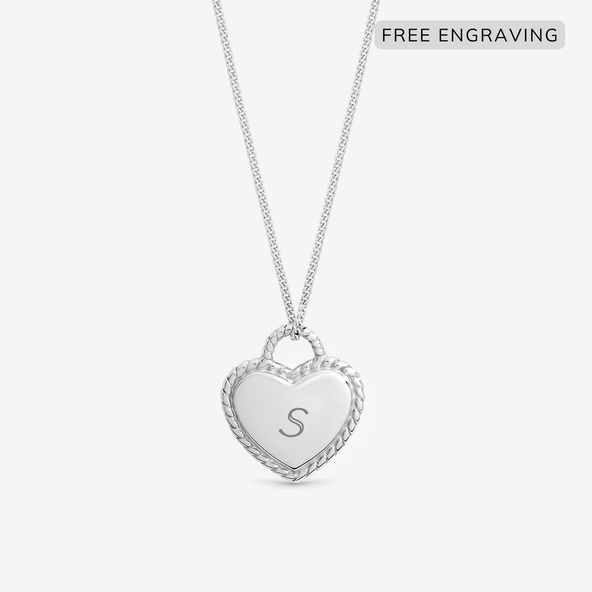 Simply Silver Sterling Silver 925 Personalised Beaded Heart Pendant